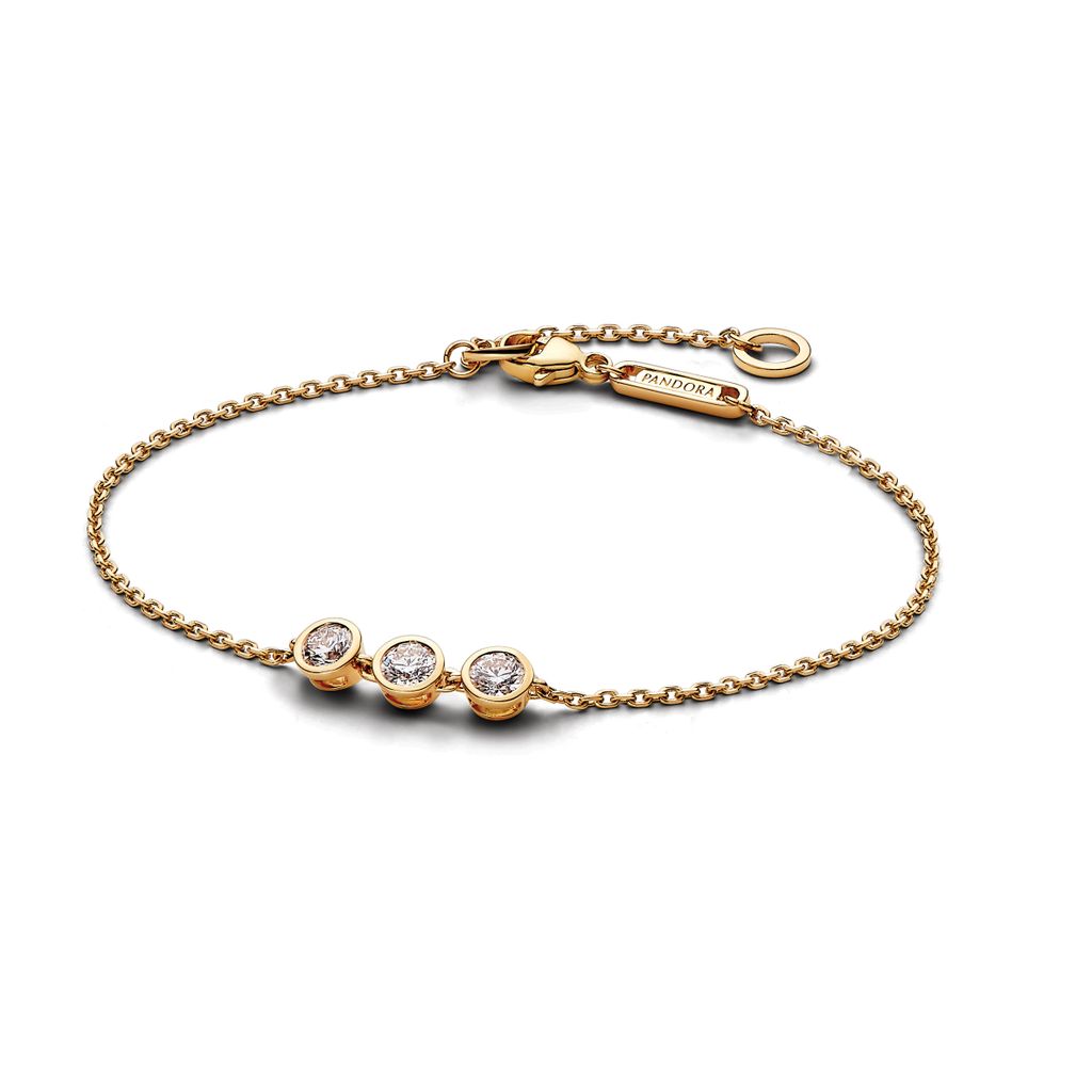 Era Bezel 14k Gold Triple Lab-grown Diamond Chain Bracelet, £850