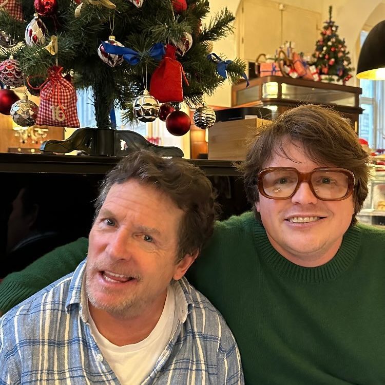 Michael J. Fox with his son Sam Fox during their Christmas vacation