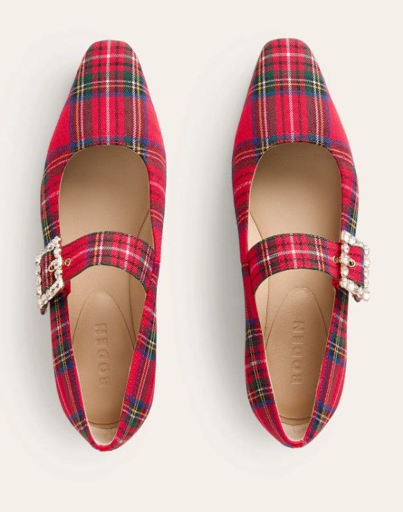 Boden fancy flats red tartan