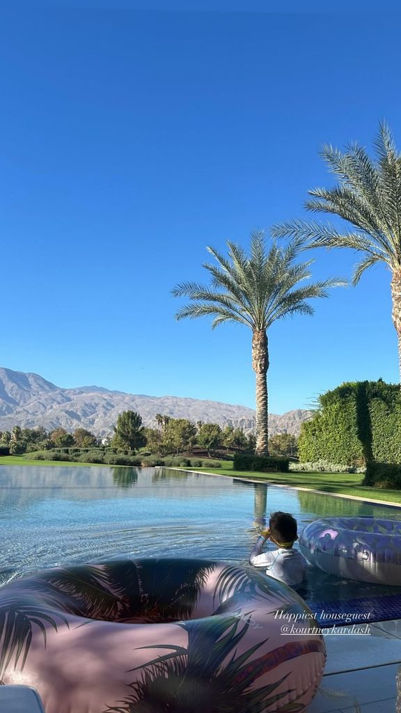 An infinity pool surrounded by palm trees