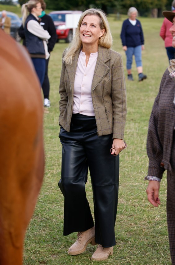 Duchess Sophie in leather trousers and blazer