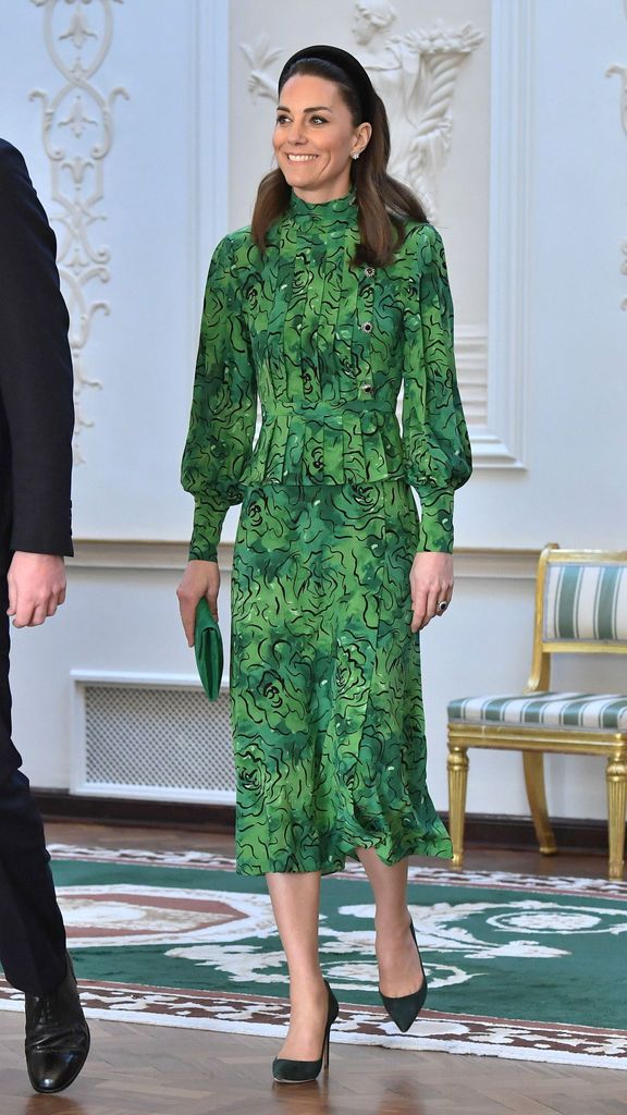 Catherine, Duchess of Cambridge arrives for a meeting with the President of Ireland at Ãras an UachtarÃ¡in on March 03, 2020 in Dublin, Ireland. The Duke and Duchess of Cambridge are undertaking an official visit to Ireland between Tuesday 3rd March and Thursday 5th March, at the request of the Foreign and Commonwealth Office. (Photo by Samir Hussein/WireImage)