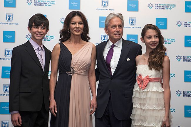 Catherine Zeta Jones and Michael Douglas with their two children, Dylan and Carys