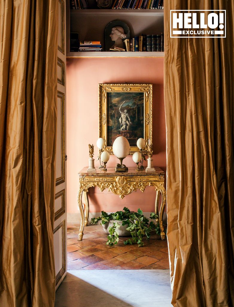 Gilded Louis IV console at Andrea Perra's palazzo near Mount Etna