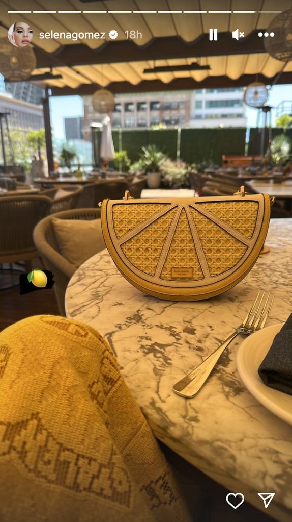 Selena posted photos of her 'Lemon Girl' bag on Instagram stories