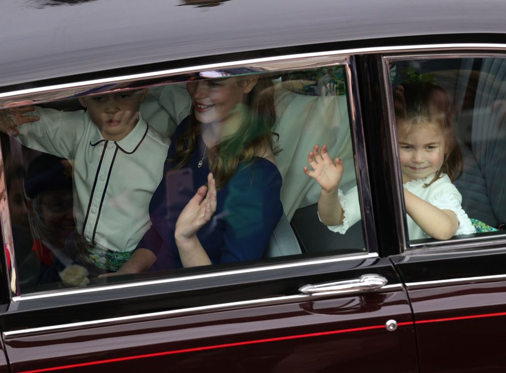 Lady Louise, George and Charlotte at Eugenie's wedding