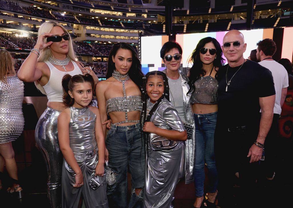 Khloe Kardashian, Penelope Disick, Kim Kardashian, North West, Kris Jenner, Lauren Sanchez and Jeff Bezos attend the "RENAISSANCE WORLD TOUR" at SoFi Stadium on September 04, 2023 in Inglewood, California