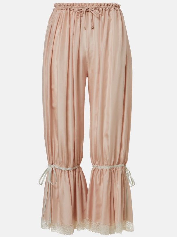 Pantalones de seda 'pongé' de seda con encaje chloé