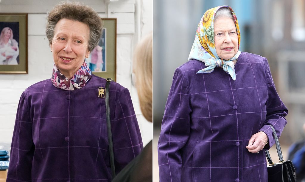 Princess Anne wears the same purple coat the Queen wore in 2010
