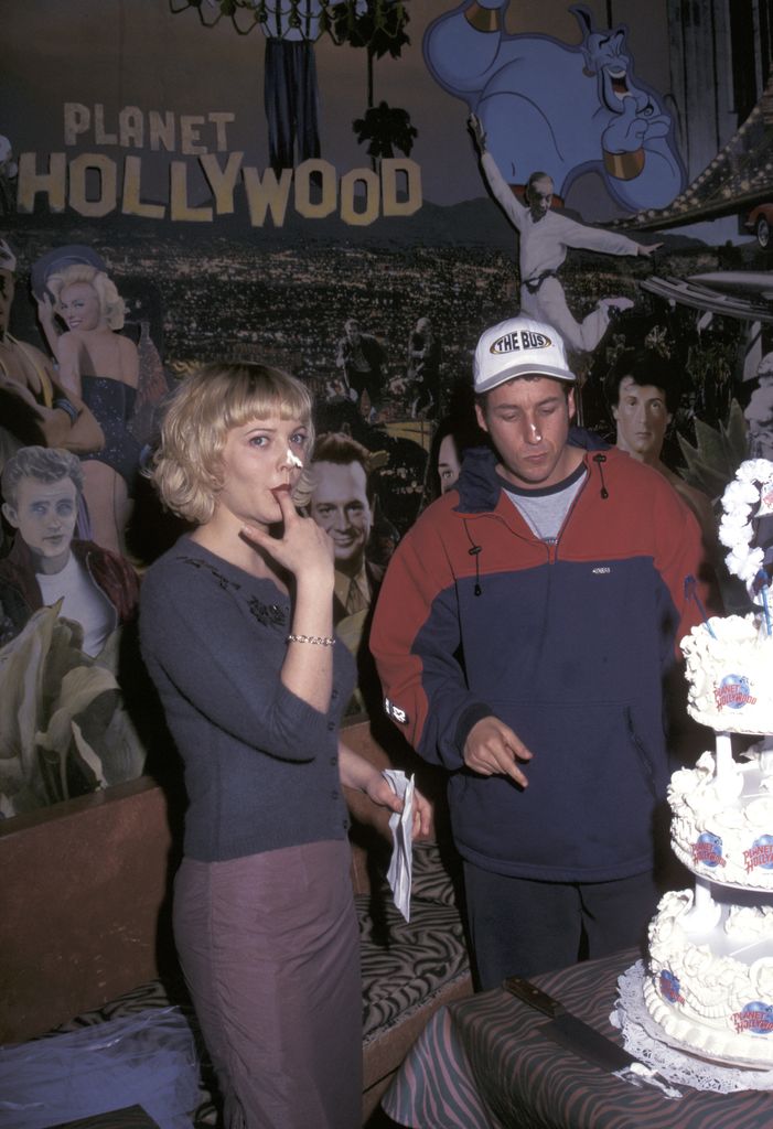 Drew Barrymore and Adam Sandler during "The Wedding Singer" New York City Premiere - After Party at Planet Hollywood in New York City, 1998