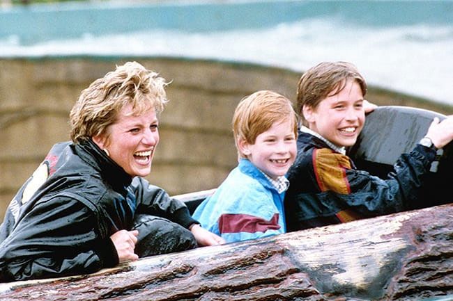 Princess Diana, Prince Harry and Prince William at Thorpe Park 