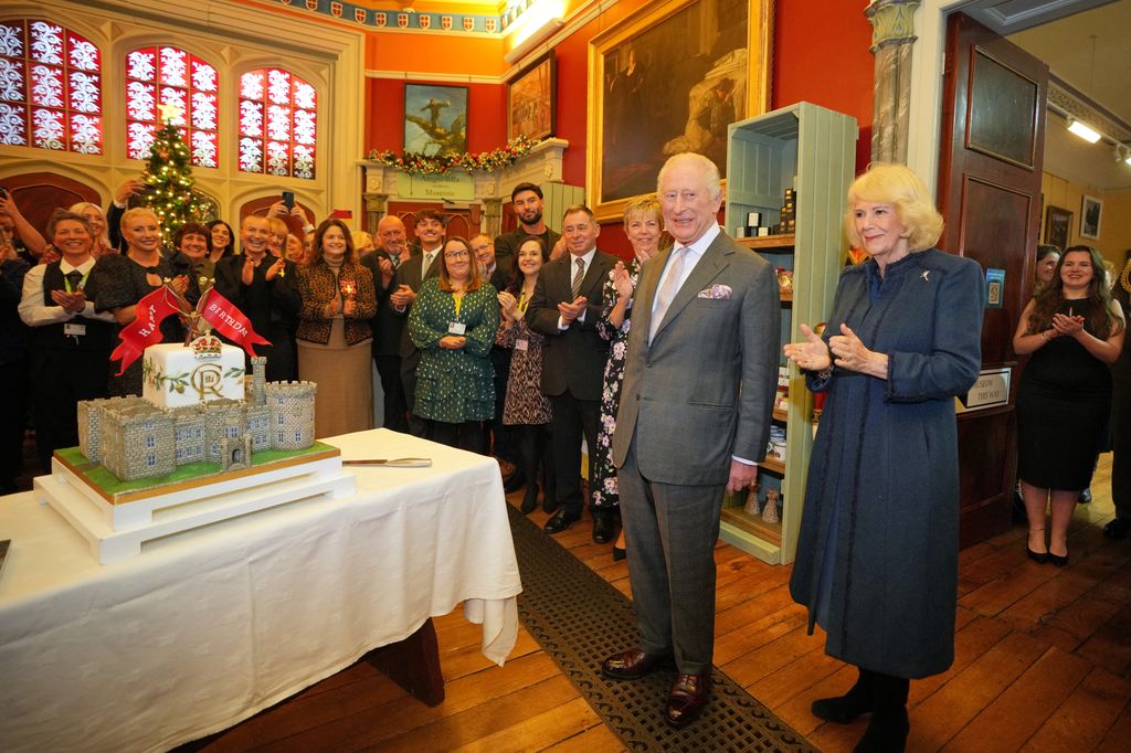 The King was presented with a castle-themed cake