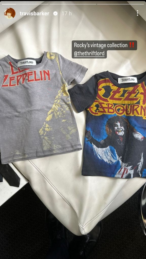Travis shares his son's t-shirt collection
