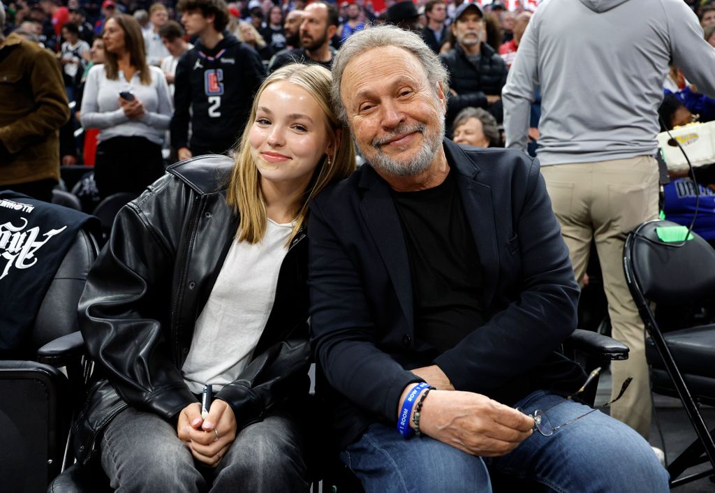 Billy Crystal and his granddaughter Dylan Frances Foley attend Game 2 of the 2024 NBA Playoffs 