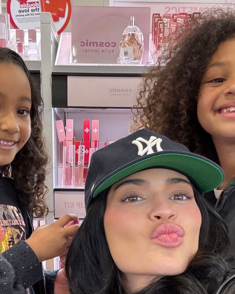 Kylie with Stormi and Chicago in Ulta Beauty