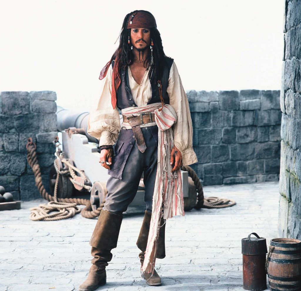 Johnny Depp dressed as Jack Sparrow