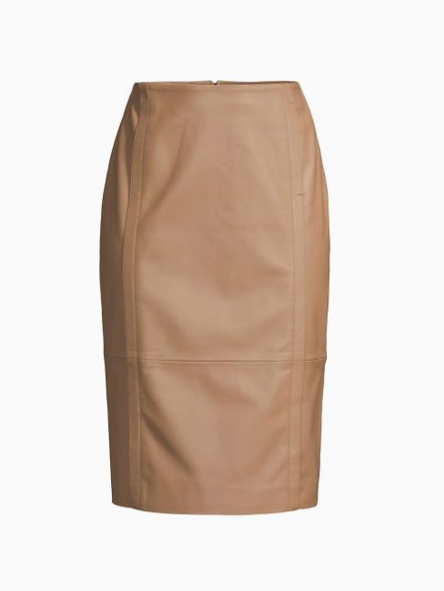 boss leather skirt brown meghan markle saks