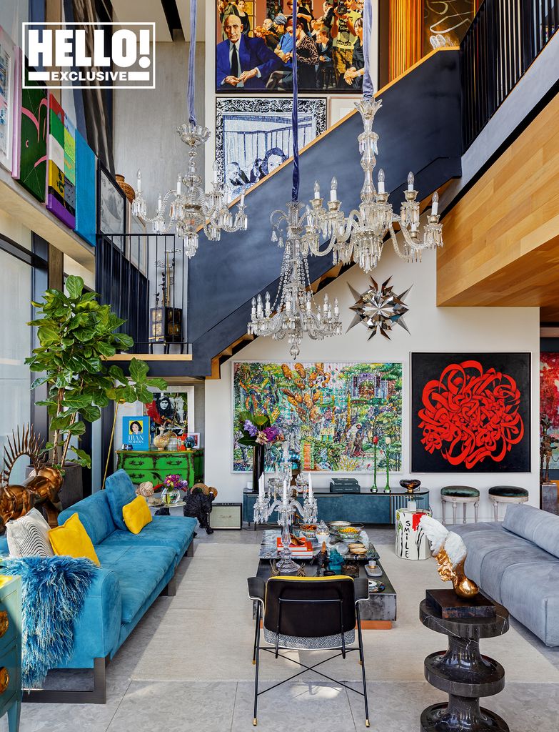 Mana Jalalian's amazing living room at art-filled Dubai apartment 