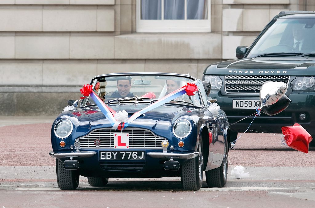 Flashback to the Royal Wedding of 2011 when the Duke and Duchess of Cambridge headed for Clarence House in the Prince of Wales' Aston Martin DB6