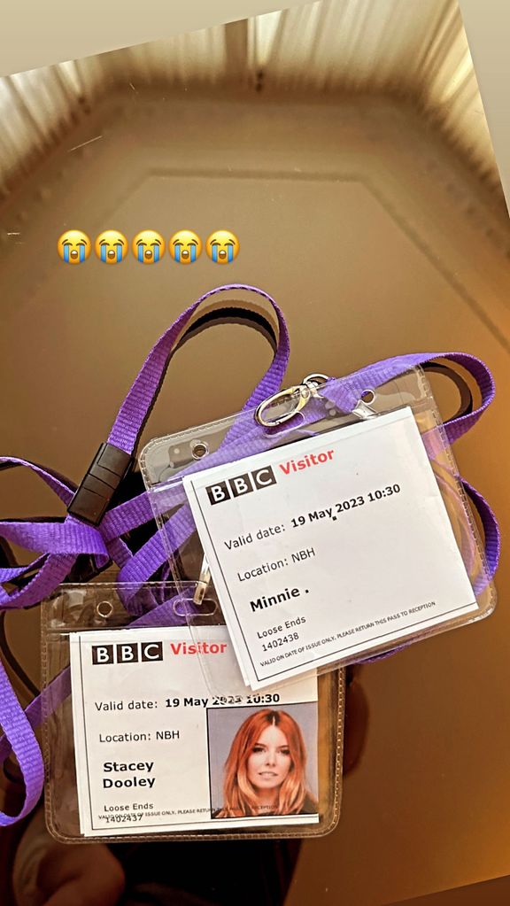 photo of stacey dooley and baby minnie visitors pass bbc studios