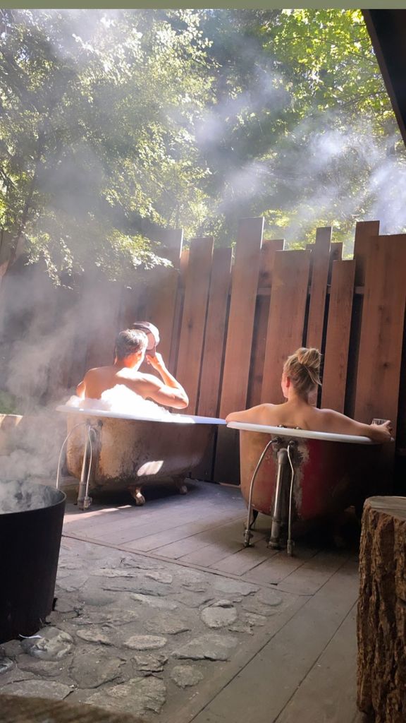 LeAnn Rimes and Eddie Cibrian settle in for a hot bath while on their birthday retreat