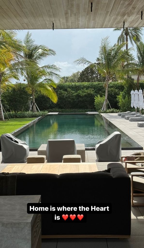 Photo shared by Tom Brady to his Instagram Stories March 2024 of the backyard of the Indian Creek home (near Miami Beach) he purchased for $17m with Gisele Bündchen in 2020.