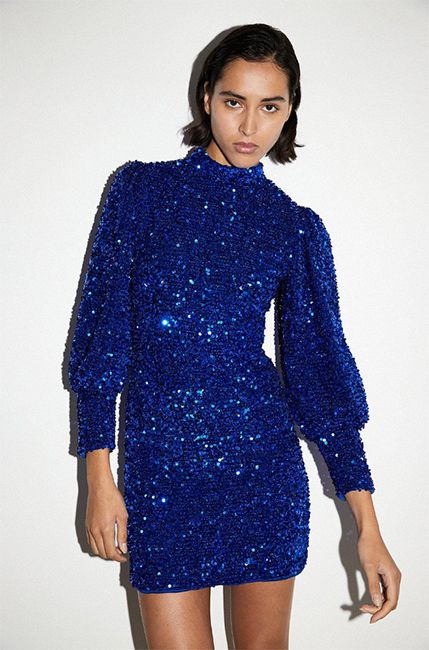 Warehouse blue sequin mini dress