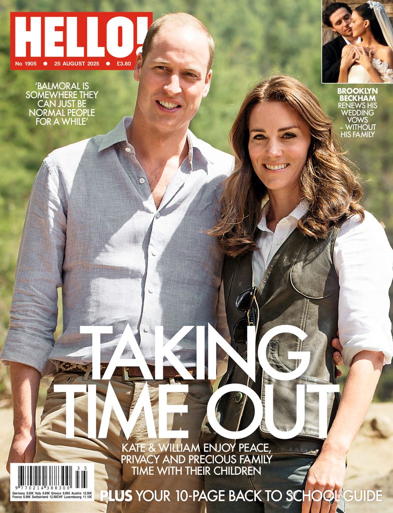 Hello Magazine cover featuring Prince William and Princess Kate, also Brooklyn Beckham and Nicola Peltz vows renewal ceremony