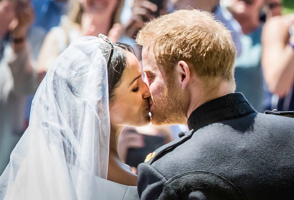 Harry and Meghan kiss on their wedding day