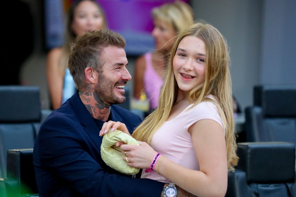 David Beckham shares moment with his daughter Harper during the Major League Soccer (MLS) regular season football match