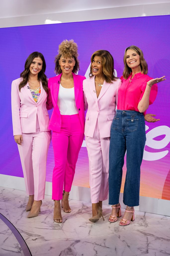 Angie Lassman, Ally Love, Hoda Kotb, and Savannah Guthrie pink outfits today show