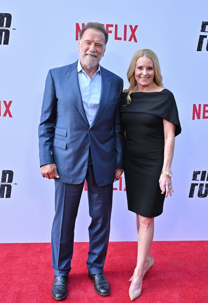 Arnold Schwarzenegger and Heather Milligan attend Netflix's "FUBAR" Season 2 Los Angeles Premiere at Netflix Tudum Theater on June 11, 2025 in Los Angeles, California