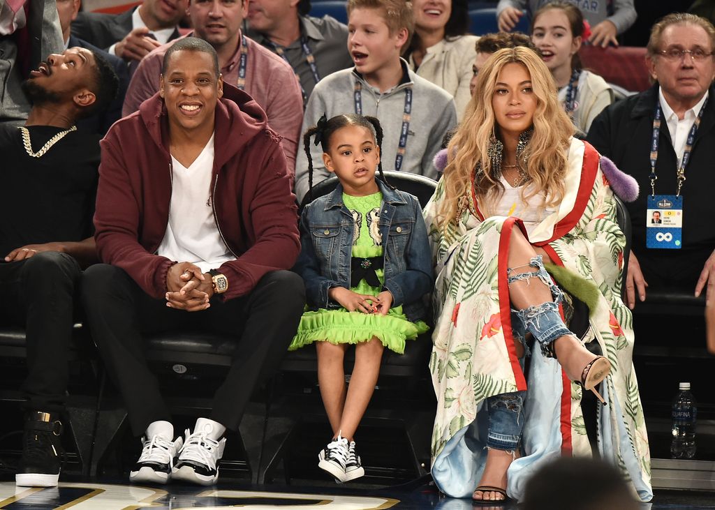 Beyonce with Blue Ivy and Jay-Z