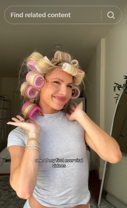 Brigette with hair in rollers