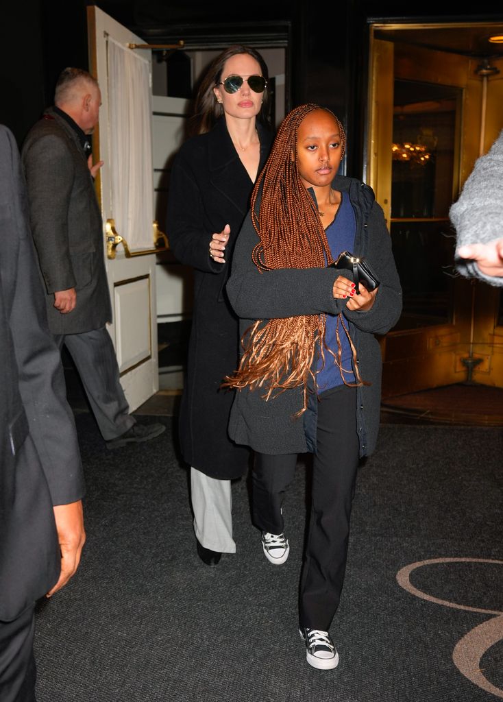 Angelina Jolie and Zahara Pitt-Jolie are seen on January 11, 2023 in New York City