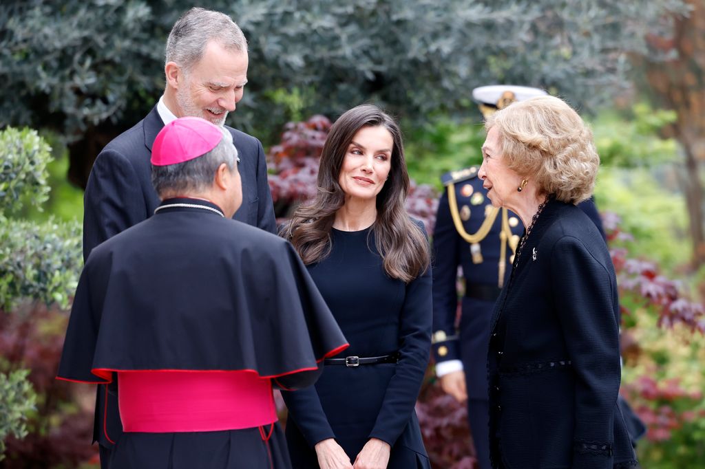 King Felipe and Queen Letizia talking with Queen Sofia