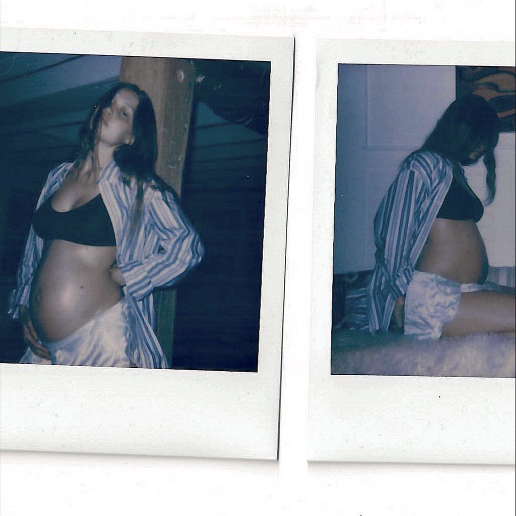 Gigi Hadid showed off her baby bump in polaroid photos