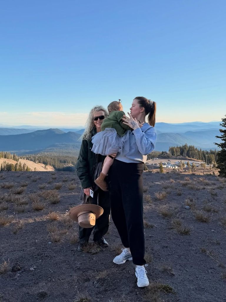 Kim Basinger with daughter Ireland on Mt Hood in Oregon