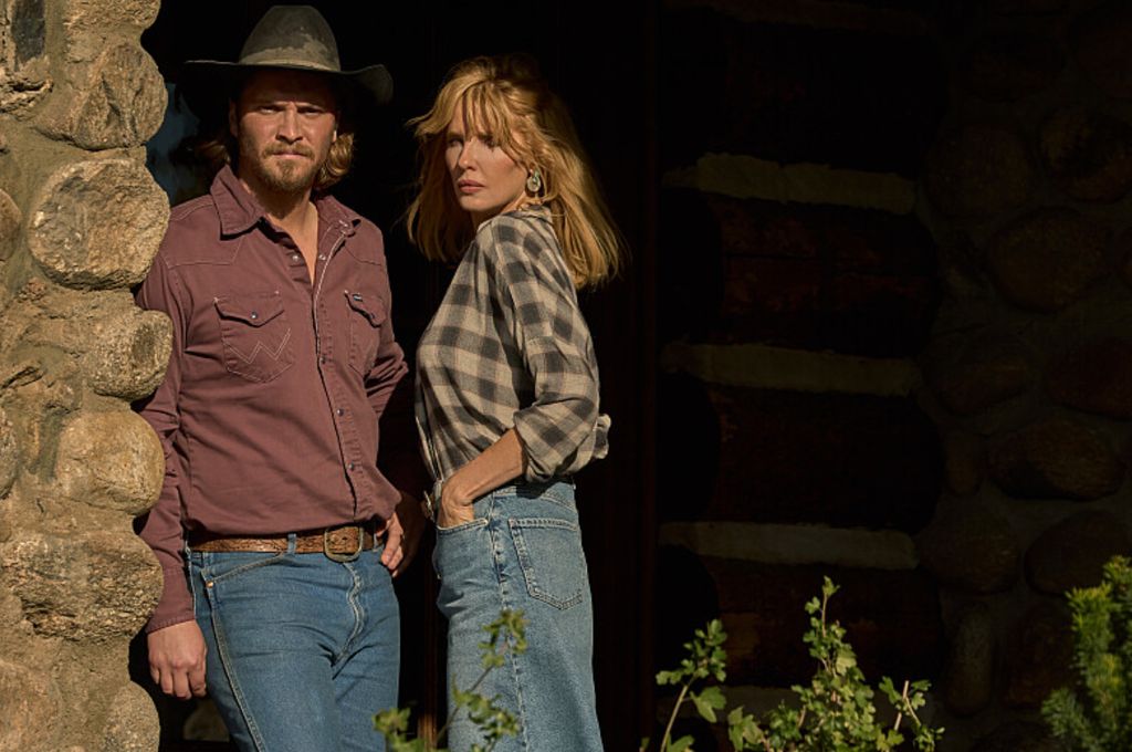 Beth Dutton is the Queen of Plaid, photographed here with her brother Kayce Dutton