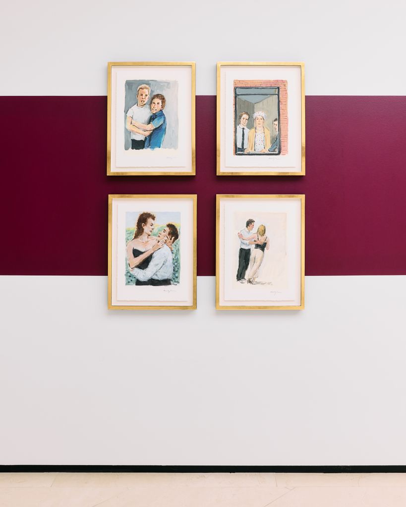 Bob Dylan's art on display in the exhibition "Point Blank" at the Halcyon Gallery in London