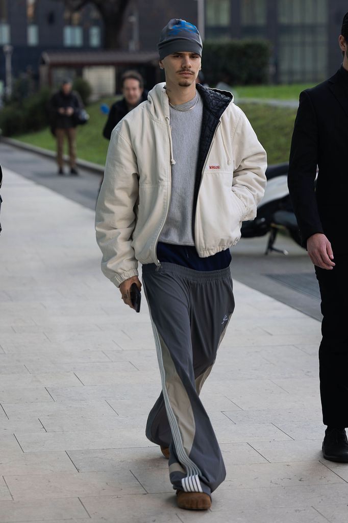 Romeo Beckham is seen during the Milan Fashion Week Womenswear Fall/Winter 2025/2026 on February 27, 2025 in Milan, Italy. (Photo by Robino Salvatore/GC Images)