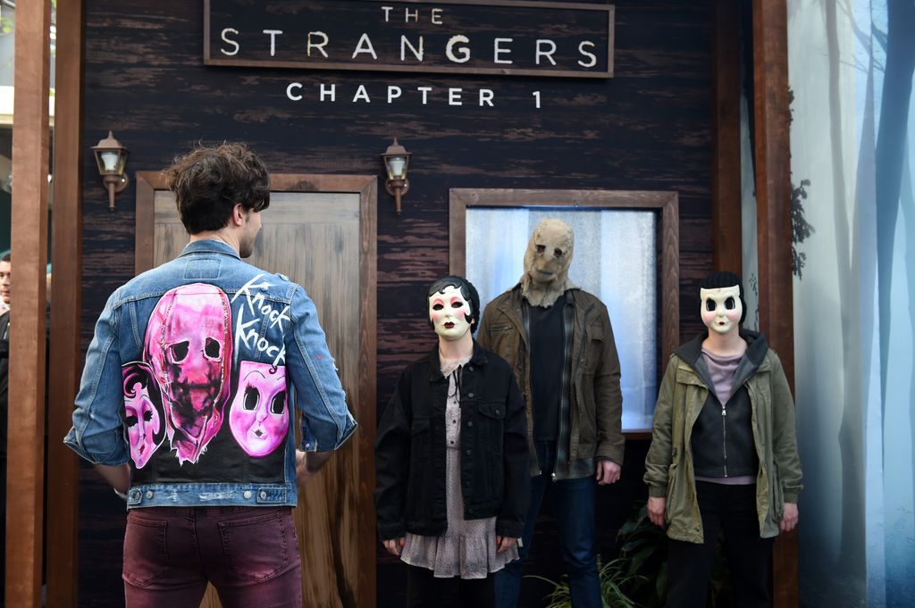 Adam Bucci wers a custom jacket to "The Strangers: Chapter 1" Los Angeles Premiere at Regal LA Live on May 08, 2024