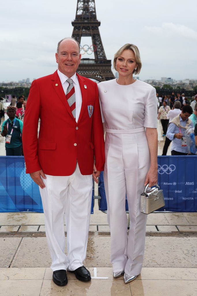 Prince Albert II of Monaco and Princess Charlene of Monaco attend the red carpet ahead of the opening ceremony of the Olympic Games Paris 2024 on July 26, 2024 in Paris, France