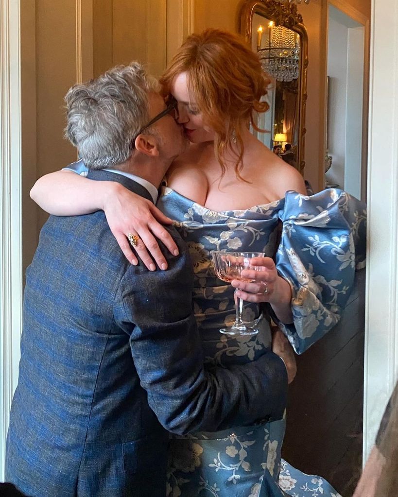 Christina Hendricks kisses her husband on their wedding weekend 