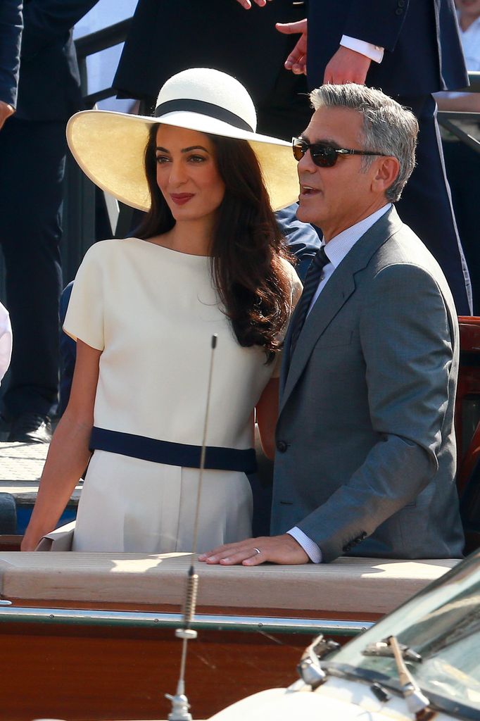 George Clooney and Amal Alamuddin sighting during their civil wedding at Canal Grande on September 29, 2014 in Venice, Italy.  (Photo by Robino Salvatore/GC Images)