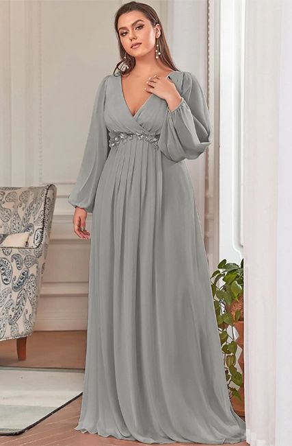plus size grey long sleeve bridesmaid dress 