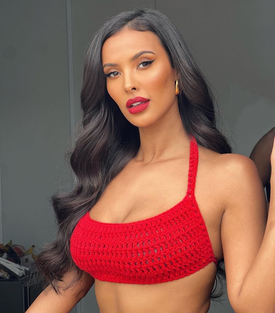 Maya with beachy waves in red crop