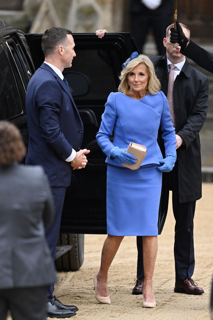 first lady dr jill biden blue suit coronation