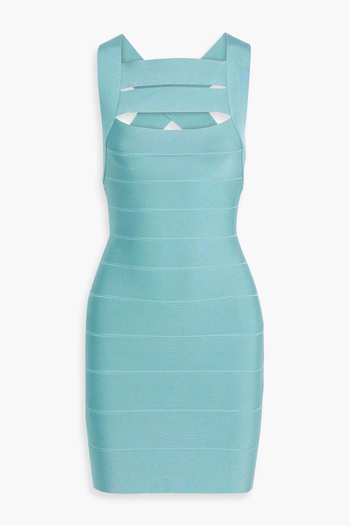 Cut-Out Bandage Dress in aqua blue