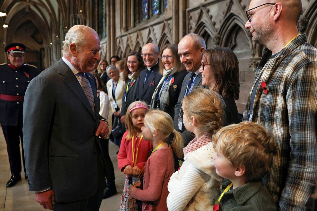 King Charles meeting volunteer groups inside Lichfield Cathedral